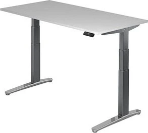 Hammerbacher Ergonomic Aktiv XBHM16 elektrisch höhenverstellbarer Sitz-Steh-Schreibtisch 160x80cm grau/graphit