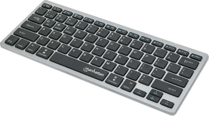Manhattan Ultra Slim Dual-Mode Wireless Keyboard, schwarz/silber, USB/Bluetooth, DE