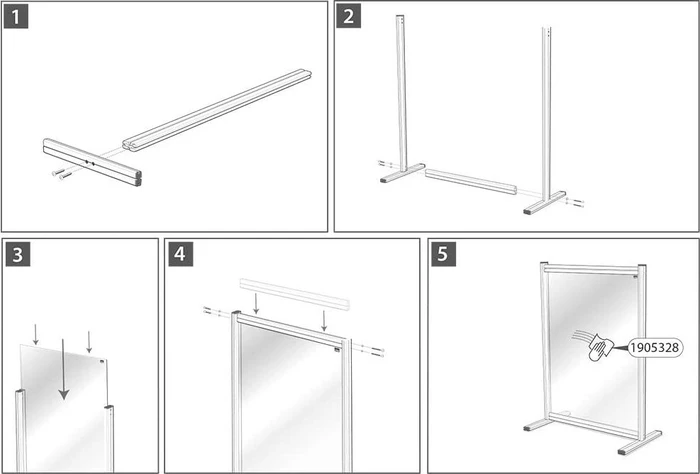 Nobo Premium Plus Schreibtisch-Trennwand aus Acryl, transparent/silber, 80x100cm