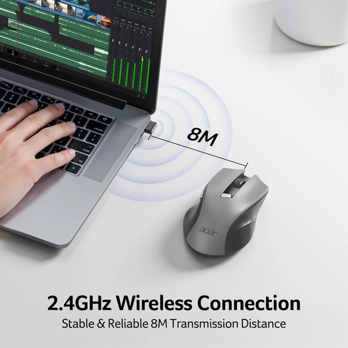 Acer OMR266 2.4GHz Wireless Mouse grau/schwarz, USB