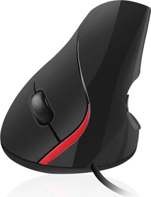 Ewent Verical Ergonomic Mouse schwarz/rot, USB (EW3156)