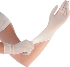 Franz Mensch Hygostar Nitril Safe Super Stretch Einweghandschuhe L weiß, 100 Stück