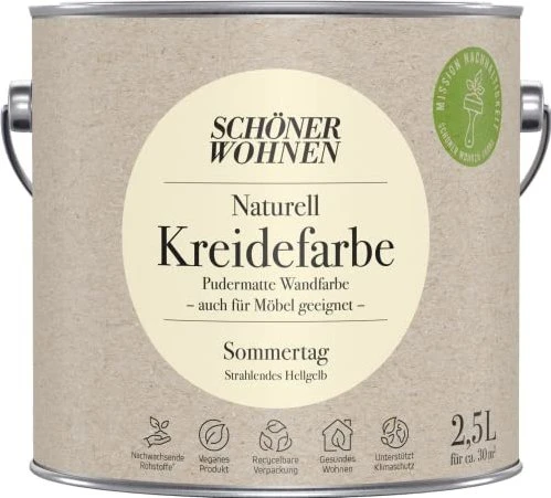 Schöner Wohnen Naturell Kreidefarbe innen sommertag strahlendes hellgelb, 2.5l