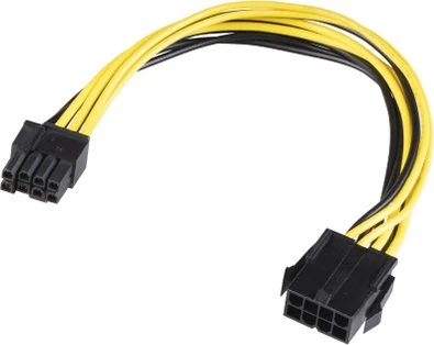 Akasa 8-Pin ATX Buchse auf 6/8-Pin PCIe Stecker Adapterkabel, 200mm, gelb schwarz
