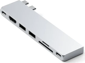 Satechi Pro Hub Slim Adapter, silver, 2x USB4 [Stecker] (ST-HUCPHSS)