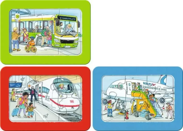 Ravensburger Puzzle my first puzzles Wieso? Weshalb? Warum? Unterwegs mit Bus, Bahn und Flugzeug