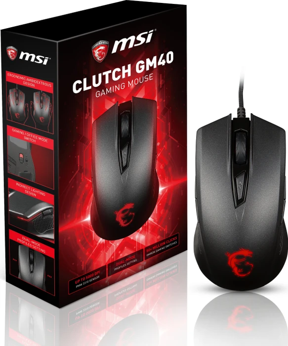 MSI Clutch GM40 Gaming Mouse schwarz, USB