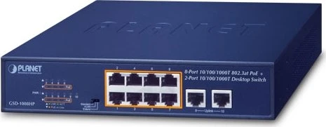 Planet GSD Rackmount Gigabit Switch, 10x RJ-45, 120W PoE+