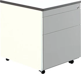 mauser Rollcontainer line, 1x Utensilienauszug, 1x Materialschublade, 1x Hängeregistratur, reinweiß/weiß/weißaluminium