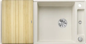 Blanco Axia III XL 6 S-F InFino Becken reversibel mit Ablauffernbedienung softweiß inkl. Holzschneidebrett