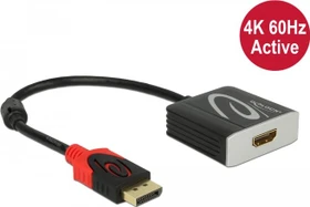 DeLOCK aktives DisplayPort 1.4/HDMI Adapterkabel 4K 60Hz HDR schwarz, 0.2m