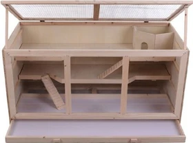 PawHut Hamsterkäfig aus Holz 3 Etagen, braun
