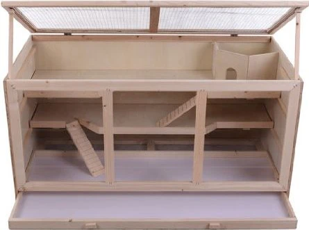 PawHut Hamsterkäfig aus Holz 3 Etagen, braun