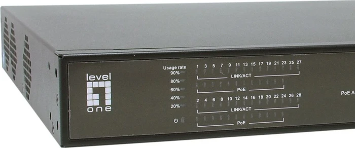 LevelOne FGP-2831 Rackmount Switch, 26x RJ-45, 2x SFP, 390W PoE+