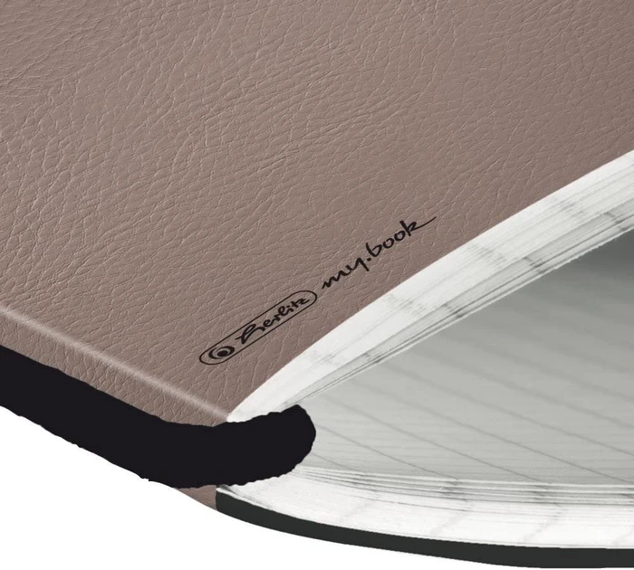 Herlitz my.book flex Notizheft, A5, kariert, Lederoptik-Wechselcover, taupe, 40 Blatt