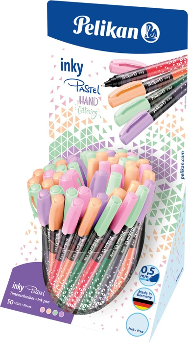 Pelikan inky Pastell Tintenroller (Mine) sortiert, Rechtshänder, 50er-Set, Display