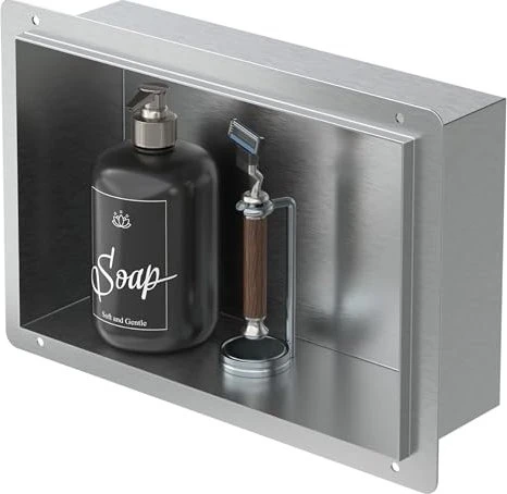 LuxeBath Duschnische 20x30cm Unterputz edelstahl silber