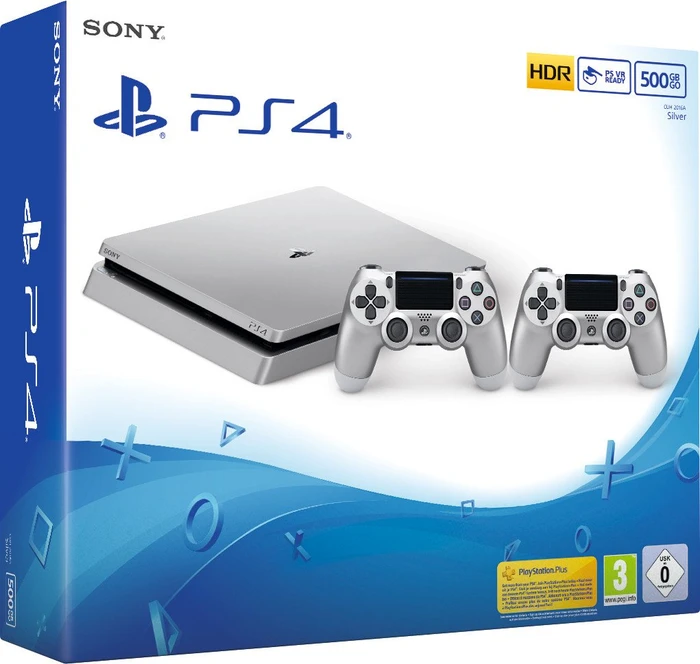 Sony PlayStation 4 Slim - 500GB inkl. 2 Controller silber