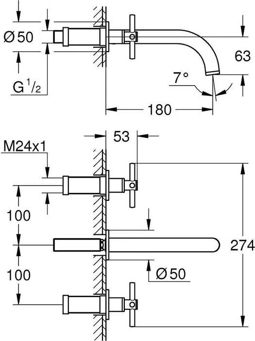 Grohe Atrio 3-Loch-Waschtischbatterie 1/2" chrom