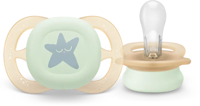 Philips Avent SCF075/07 ultra start Nighttime Beruhigungsschnuller, 0-2M, Silikon, orange/violett, 2 Stück