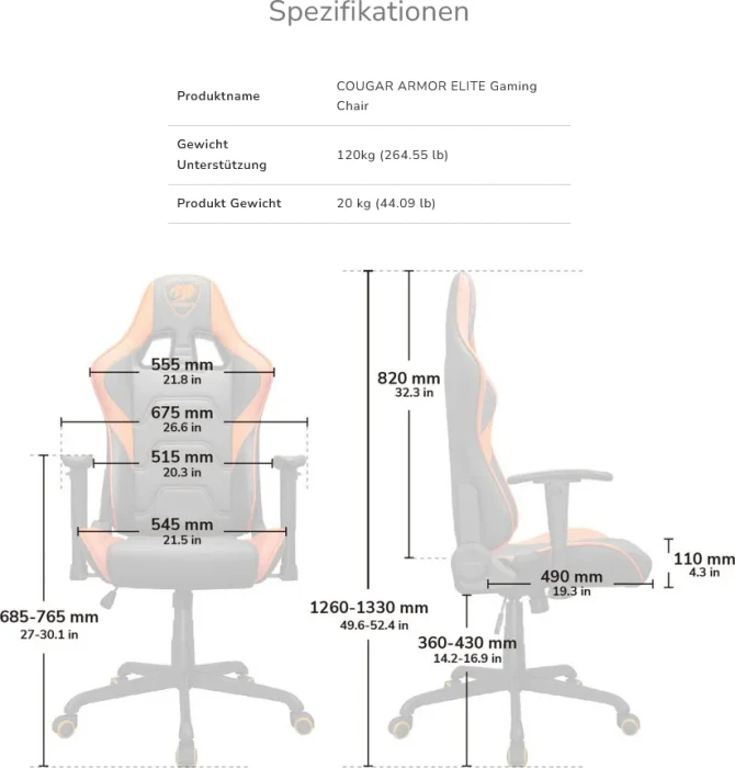 Cougar Armor Elite White CGR-ELI-WHB Gamingstuhl, weiß