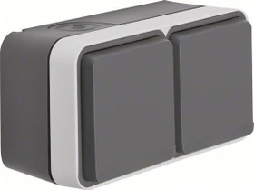 Berker W.1 Steckdose SCHUKO 2-fach waagerecht, grau/lichtgrau