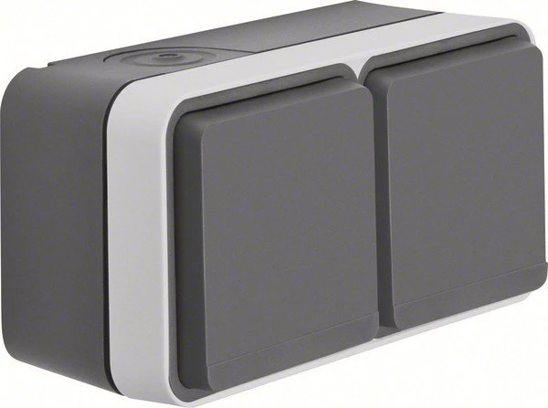 Berker W.1 Steckdose SCHUKO 2-fach waagerecht, grau/lichtgrau