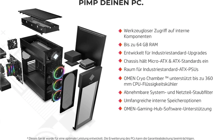 HP Omen 45L Desktop GT22-1004ng, Shadow Black, Core i9-13900K, 32GB RAM, 2TB SSD, GeForce RTX 4080