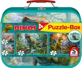 Schmidt Spiele Puzzle-Box - im Metallkoffer Dinos