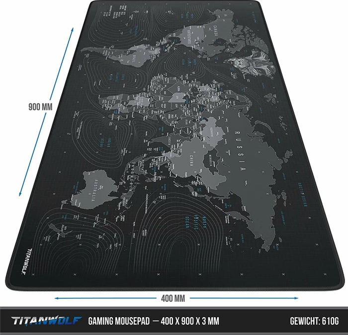 Titanwolf Global Wolf XXL Speed Gaming-Mauspad, schwarz/blau