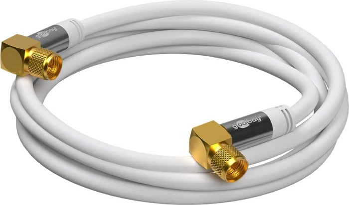 goobay Antennenkabel, 2x F-Stecker 90° gewinkelt, 135dB, 4x geschirmt, 1m