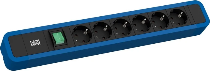 6-fach, Schalter, 2m, blau/schwarz
