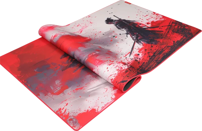Marvo Monka Zowa XXL Gaming Mousepad, 1200x600mm, Samurai-Motiv rot/schwarz