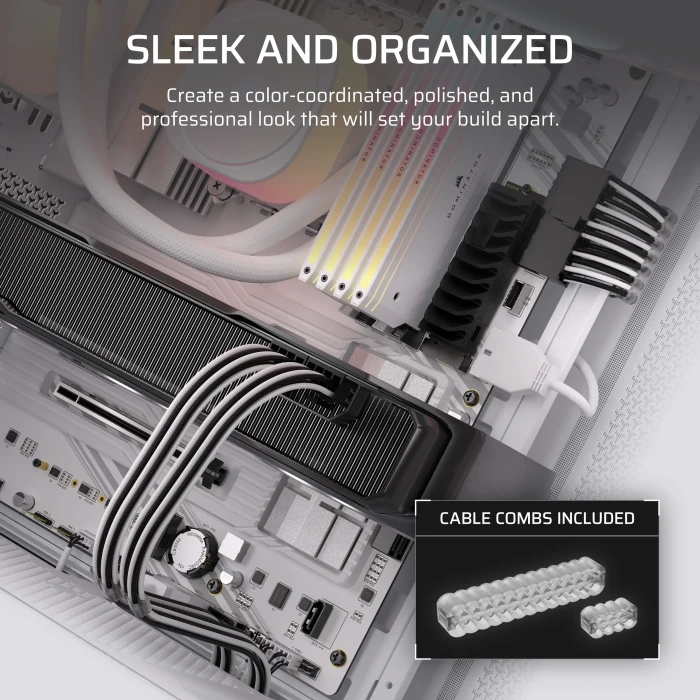 Corsair PSU Cable Kit Type 5 - Starter Kit, Elite Premium Individually Sleeved, schwarz/weiß