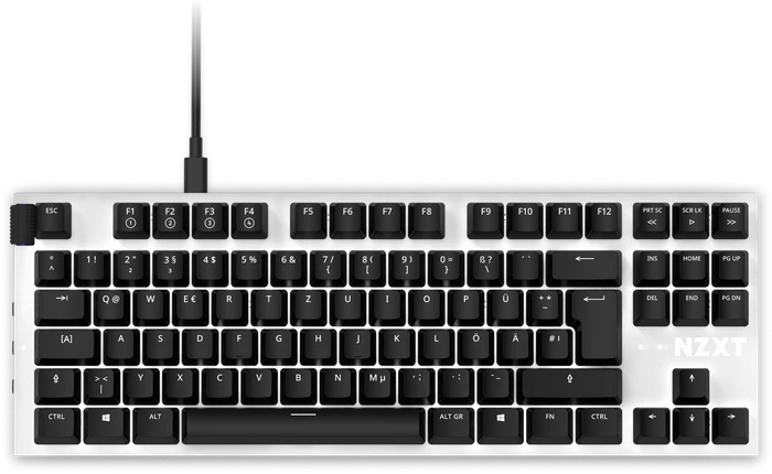 NZXT Function Tenkeyless, matt, LEDs RGB, hot-swap, weiß, Gateron RED, USB, DE