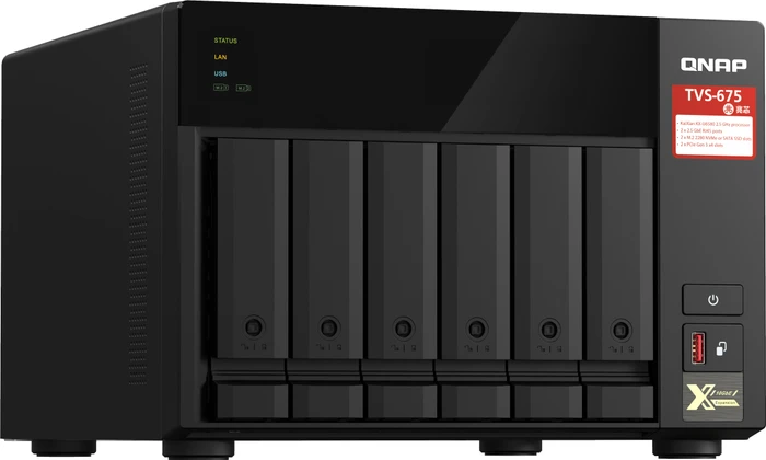 QNAP QuTS hero TVS-675-8G 64TB, 8GB RAM, 2x RJ-45 2.5GBase-T, 2x USB-A 3.1