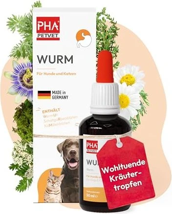 PHA PetVet Wurm Tropfen für Hunde & Katzen, 50ml