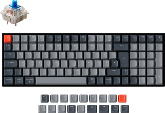 Keychron K4 V2, LEDs weiß, schwarz, Gateron BLUE, USB/Bluetooth, DE
