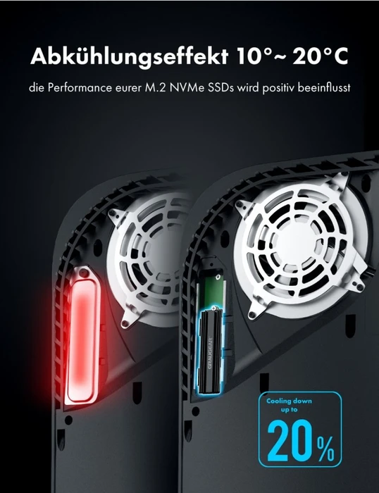 Graugear G-PS5HS02-Cov, Kühler für PS5 Speichererweiterung, mit Abdeckung