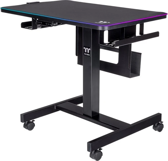 Thermaltake Cycledesk 100 elektrisch höhenverstellbarer Sitz-Steh-Schreibtisch 80x50cm schwarz/schwarz