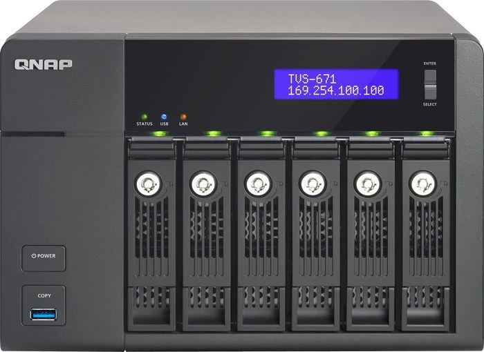 QNAP TVS-671-PT-4G, 4GB RAM, 4x RJ-45 1000Base-T, 3x USB-A 3.0