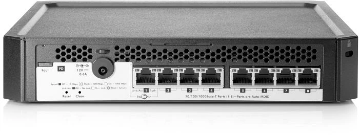 HP PS1810 8G Desktop Gigabit Smart Switch, 8x RJ-45, PoE PD