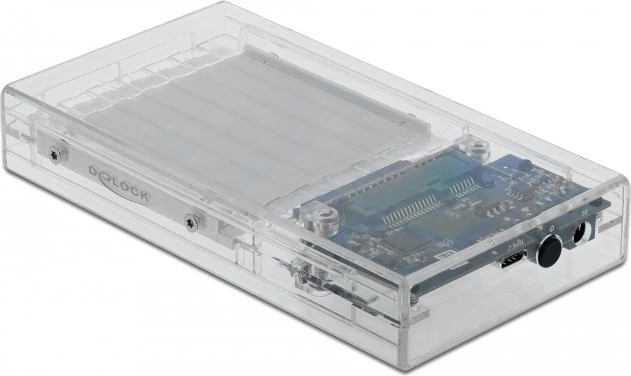 DeLOCK External Enclosure, transparent, 9.5mm, 2.5", USB-C 3.0
