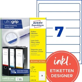Avery-Zweckform Ordneretiketten, 192x38mm, weiß, 100 Blatt (700 Etiketten)