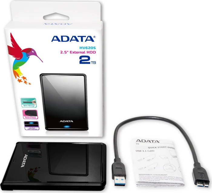 ADATA HV620S, schwarz, 2TB, USB 3.0 Micro-B
