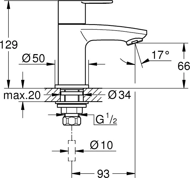 Grohe Eurostyle Cosmopolitan Standventil XS-Size chrom