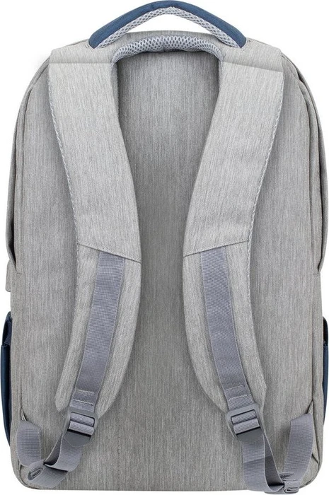 RivaCase Prater anti-theft Laptop Rucksack 17.3", Grey/Dark Blue