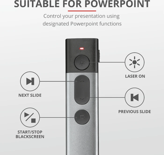 Trust Kazun Aluminium Wireless Presenter schwarz/grau, USB-A