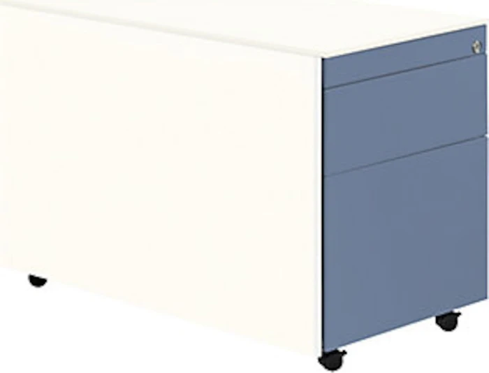mauser Rollcontainer line, 570x800mm, 1x Utensilienauszug, 1x Materialschublade, 1x Hängeregistratur, reinweiß/taubenblau