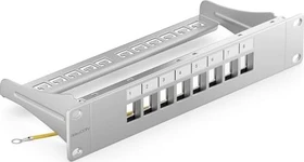 deleyCON Patchpanel für Keystone Module 10", 1HE, 8-Port, 10", 1HE, grau